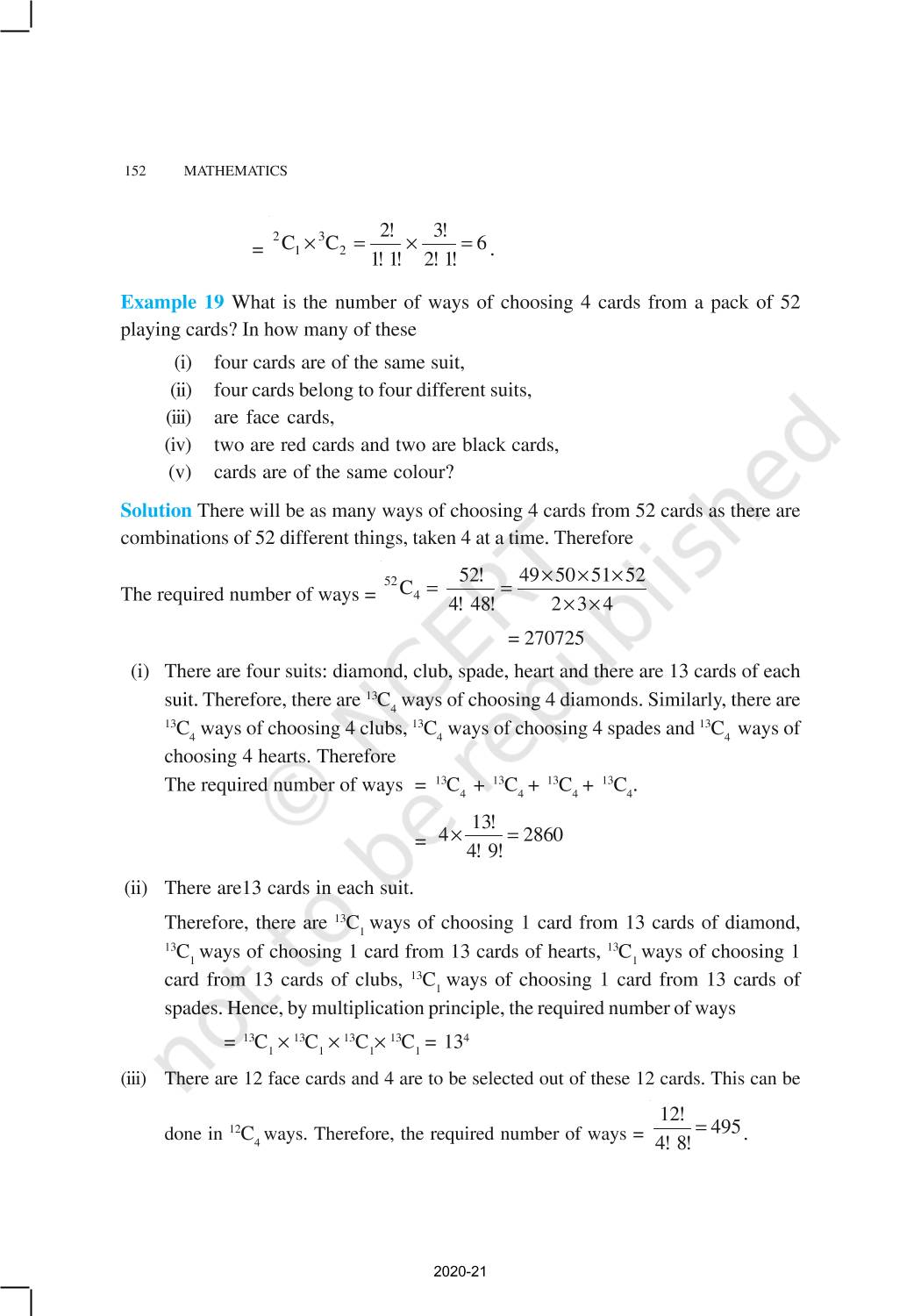 Permutations And Combinations - NCERT Book Of Class 11 Mathematics